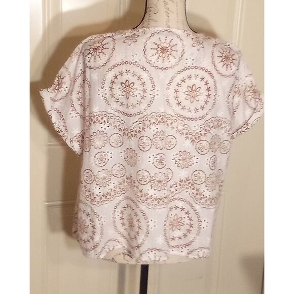 Mostaza Top Junior Girl Casual  Size Medium Color White and Brown - Picture 2 of 6